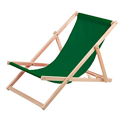 Chaise longue Wood Ok confortable ,en bois , vert, idéale pour la plage, le balcon, la terrasse