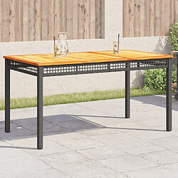 Maison Chic Table de jardin | Table d'extérieur noir 140x80x75 cm résine tressée et bois acacia -GKD26379