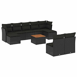 Maison Chic Salon de jardin 10 pcs avec coussins | Ensemble de Table et chaises | Mobilier d'Extérieur noir résine tressée -GKD77630