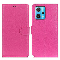 Etui en PU texture litchi avec support, rose pour votre Realme 9 Pro +