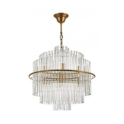 Luminaire Center Suspension Lukas Verre,or antique 13 ampoules 48cm