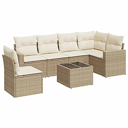 vidaXL Salon de jardin avec coussins 7 pcs beige résine tressée