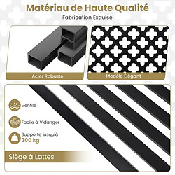 Acheter Helloshop26 Banc de jardin chaise de patio en métal pour 2 personnes avec dossier ajouré & siège à lattes banc moderne de 127 cm de long noir 20_0007797