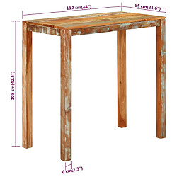 vidaXL Table de bar 112x55x108 cm Bois massif de récupération pas cher