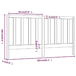 vidaXL Tête de lit Marron miel 206x4x100 cm Bois massif de pin pas cher