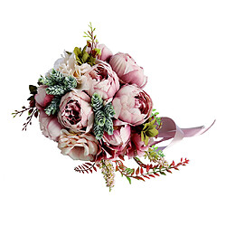 bouquet de fleurs de pivoine artificielle mariage mariée demoiselle d'honneur fleur fille rose foncé