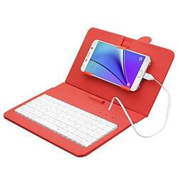 Wewoo Clavier QWERTY tablette rouge pour Android / Mobile Phone filaire étui de protection en cuir avec support pas cher