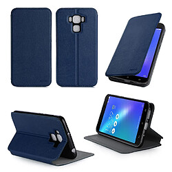 Xeptio Etui luxe Asus Zenfone 3 MAX PLUS 5,5 ZC553KL pouces bleu avec stand - Housse coque de protection