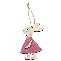 Décoration De Fête En Forme De Lapin En Bois Ornement Suspendu De Pâques Rose