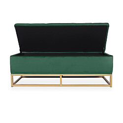 Banquette coffre Angele Velours vert pieds or