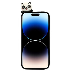 Coque en TPU anti-rayures, anti-chocs avec motif 3D pour votre iPhone 14 Pro - Deux pandas