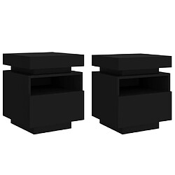 vidaXL Armoires de chevet avec lumières LED 2 pcs noir 40x39x48,5 cm