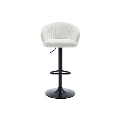 Avis Vente-Unique Lot de 2 tabourets de bar en tissu bouclette et métal - Hauteur réglable - Blanc - DORALIZ