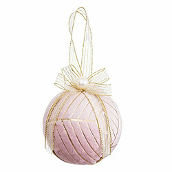 BigBuy Christmas Boules de Noël Rose Polyfoam Tissu 10 x 10 x 10 cm (3 Unités)