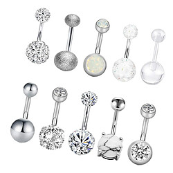 10pcs Lot Piercing Au Corps Langue Labret Sourcils Haltères Mélanger Bijoux Argent