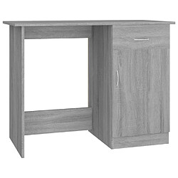 Helloshop26 Bureau table poste de travail meuble d'ordinateur informatique étude sonoma 100 x 50 x 76 cm bois d'ingénierie gris 02_0023939