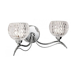 Luminaire Center Applique 2 ampoules Blanche, chrome et verre