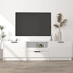 vidaXL Meuble TV blanc brillant 140x35x40 cm bois d'ingénierie