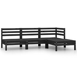 Maison Chic Salon de jardin 4 pcs - Table et chaises d'extérieur - Mobilier/Meubles de jardin Moderne Bois de pin massif Noir -MN62801