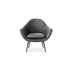 ICONIK INTERIOR Fauteuil avec Accoudoirs - Revêtu de Velours - Eila Gris foncé