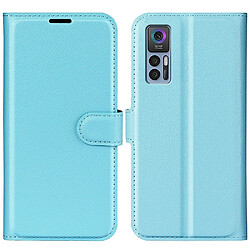 Etui en PU texture litchi avec support, bleu pour votre TCL 30 5G