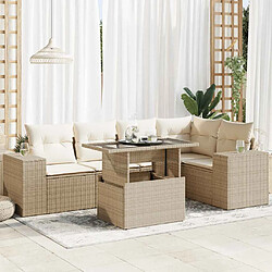 vidaXL Salon de jardin avec coussins 6 pcs beige résine tressée