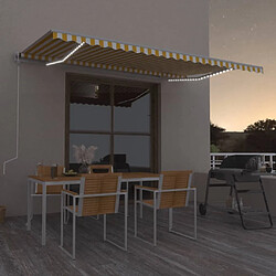 Maison Chic Auvent automatique | Store banne extérieur | Marquise capteur de vent LED 500x350cm Jaune et blanc -MN76661