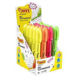 Jovi Gel Textmarker Display avec 20 marqueurs de texte - Couleurs fluorescentes - Aucune pointe nécessaire - Glissement doux - Ne pas transférer - Séchage rapide - Convient à la lumière noire - Couleurs assorties