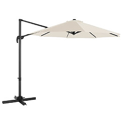 Helloshop26 Parasol décentré de jardin ombrelle de terrasse rotatif à 360° diamètre 3 m protection salaire upf 50+ inclinaison réglable avec manivelle d’ouverture socle beige 12_0001781