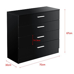 Helloshop26 Commode moderne stylée de salon avec 4 tiroirs meuble de rangement design panneau de particules 67 x 70 x 30 cm noir brillant 03_0005045