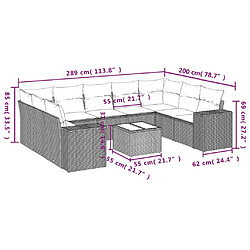 Avis Maison Chic Salon de jardin avec coussins 10 pcs, Ensemble Tables et chaises de jardin, beige résine tressée -GKD165778