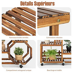 Helloshop26 Étagère à plantes bois à 8 niveaux support plantes à roulettes 107 x 26 x 126 cm intérieur extérieur balcon jardin 20_0009742