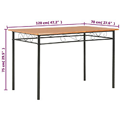 vidaXL Table à manger Marron 120x70x75 cm MDF pas cher