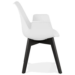 Avis Mes Fauteuil design 50x58,5x82 cm blanc et pieds noirs - SHAFT