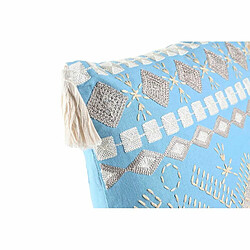 Coussin DKD Home Decor Bleu Polyester Coton Aluminium Blanc (40 x 15 x 40 cm)