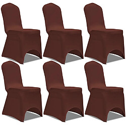 Decoshop26 Housse de chaise extensible 6 pcs marron DEC022362