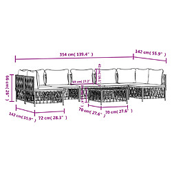 vidaXL Salon de jardin 8 pcs avec coussins anthracite acier pas cher