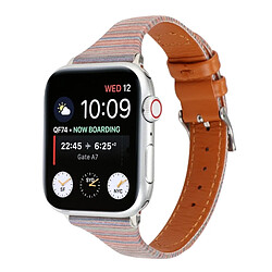 Wewoo Pour Apple Watch Series 5 & 4 40mm / 3 & 2 & 1 38mm Stitching Stripes Bracelet en cuir véritable brun