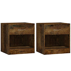 Maison Chic Lot de 2 Tables de chevet,Table de nuit,Table d'appoint pour salon avec tiroir Chêne fumé -MN83634