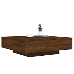 Maison Chic Table basse pour salon | Table à café avec lumières LED chêne marron 100x100x31 cm -GKD93854 pas cher