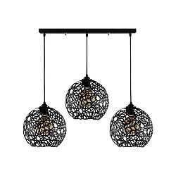 Vente-Unique Lustre filaire en métal à hauteur réglable - 3 abat-jours - L. 100 x H. 35/115 cm - Noir - CELINDRA