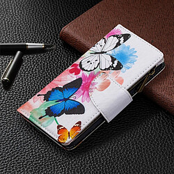 Etui en PU fermeture à glissière d'impression de modèle avec support papillon et fleur pour votre Huawei Y7p/P40 lite E