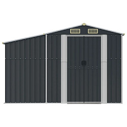 Helloshop26 Abri de jardin cabane cabanon maison de stockage remise extérieur hangar outils robuste 277 x 365,5 x 179 cm acier galvanisé anthracite 02_0022213