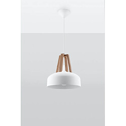 Luminaire Center Suspension CASCO acier/bois/plastique blanc/bois naturel 1 ampoule