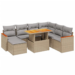 vidaXL Salon de jardin avec coussins 8 pcs beige résine tressée