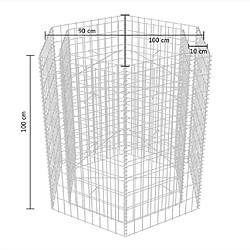 Maison Chic Jardinière,Lit surélevé - Bac à fleurs - pot de fleur à gabion hexagonale 100x90x100 cm -GKD67904 pas cher