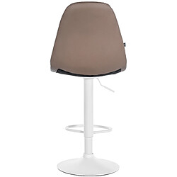 Avis Decoshop26 Tabouret de bar x1 avec repose-pieds hauteur réglable pivotant assise en PVC marron cadre métallique blanc 10_0004829