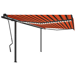 Maison Chic Auvent automatique | Store banne extérieur | Marquise capteur de vent LED 4,5x3,5 m Orange marron -MN18110