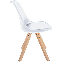 Avis Decoshop26 Chaise de salle à manger x1 style scandinave assise en plastique blanc et pieds carrés en bois clair 10_0001454