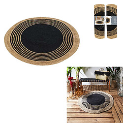 Acheter Toilinux Tapis rond en Jute et coton - Imprimé Noir - Diamètre 90 cm